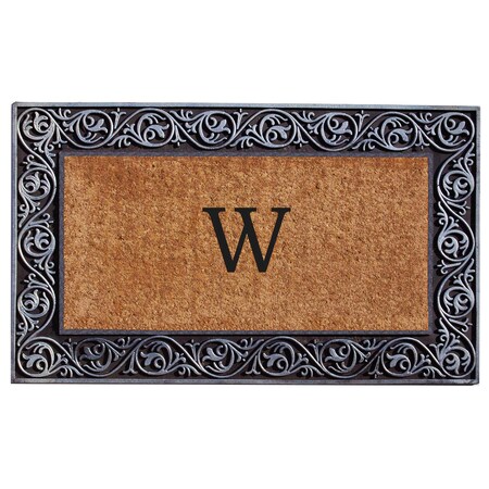 Monogram Door Mat, Silver, Black, Natural, 18 in W x 30 in L